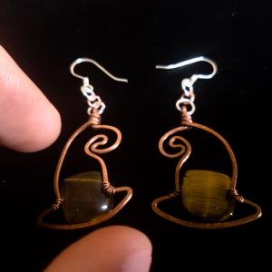 Witchs Hat - Tiger Eye Earrings